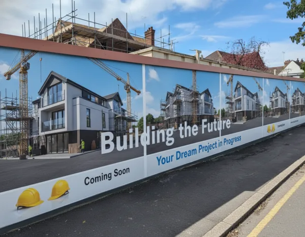 Promote your brand or project with our Printed Construction Hoardings from bannersprintings.com. Perfect for construction sites, redevelopment projects, and building sites, these hoardings are printed in vivid full colour with your logo, graphics, or safety messages. Made from durable, weather-resistant PVC or corflute panels, they are designed to withstand outdoor conditions while providing maximum visibility. Fully customisable in size and design, our hoardings are easy to install and create a professional impression for your site. Order today for premium printing and fast delivery across the UK.